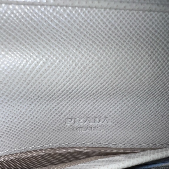 GUC Prada Saffiano Sogo Yokohama Talc Color Wallet with chained ID Tag - Picture 8 of 8